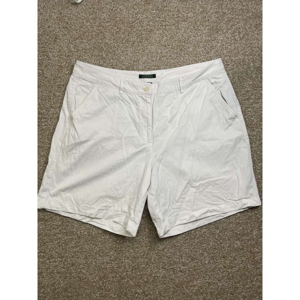 Lauren Ralph Lauren Shorts Womens Size 16 White Chino Casual Flat Front Classic‎